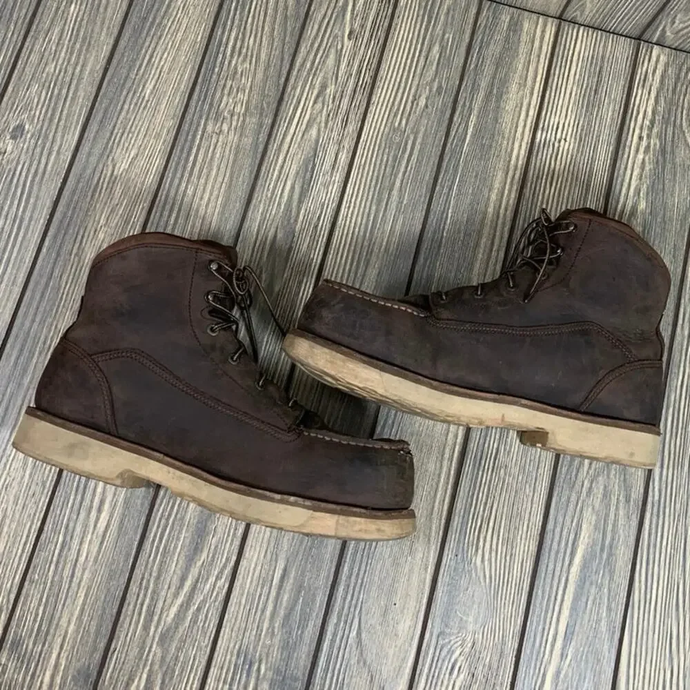 Red Wing Safety Toe Work Boots Brown Moc Toe Oiled Leather 6